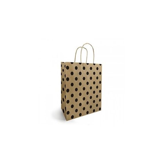 SAC KRAFT ANSES TORSADÉES 25*12*31cm 90g/m² 'POIS'