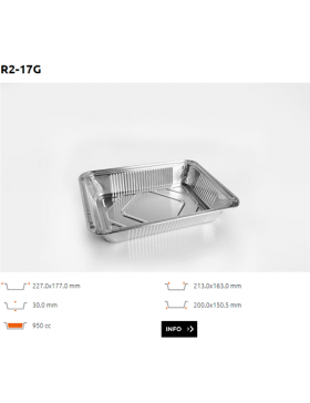 Ravier Alu bord roulé - R2-17G - 950CC - 1 Compartiment