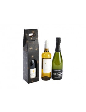 Boite portable 1btl - Noir & étoiles dorées