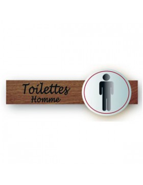 PLAQUE PVC & BOIS "TOILETTES H" + ADHÉSIF 22*8.5cm