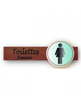 PLAQUE PVC & BOIS "TOILETTES F" + ADHÉSIF 22*8.5cm