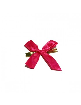 NOEUD SATIN FUCHSIA SUR BARETTE