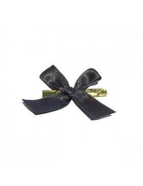 NOEUD SATIN ANTHRACITE SUR BARETTE