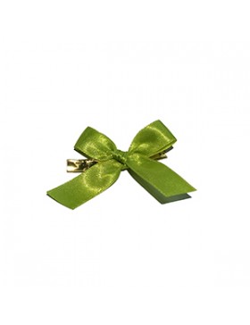 NOEUD SATIN POMME SUR BARETTE