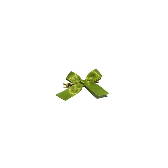 NOEUD SATIN POMME SUR BARETTE