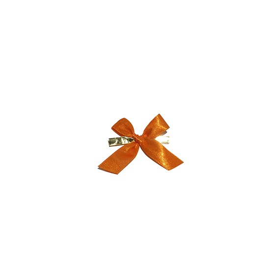 NOEUD SATIN ORANGE SUR BARETTE