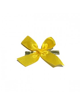 NOEUD SATIN JAUNE SUR BARETTE