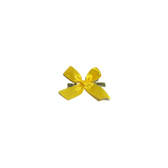 NOEUD SATIN JAUNE SUR BARETTE
