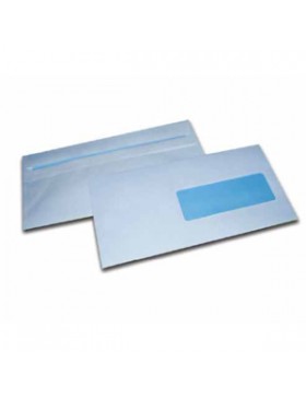 ENVELOPPE BLANCHE 114*229mm 80g Fenetre a droite+STRIP