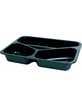 Ravier Menu C-PET noir 3 comp. - 225*175*34mm - 430/225/165ml - DUNI