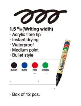 MARQUEUR ARTLINE 70 BLEU POINTU 1,5mm