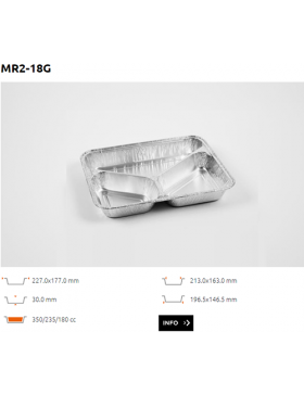 Ravier Alu bord roulé - MR2-18G - 350/235/180CC - 3 Compartiments