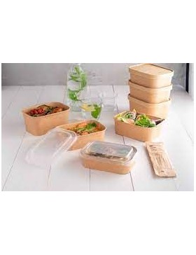 Couvercle RPET pour ravier rectangulaire Kraft 500,750,1000ml