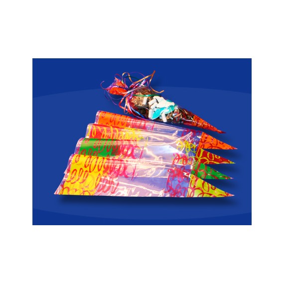 SAC CORNET 18*37cm PP 50µ  JAUNE/ROUGE