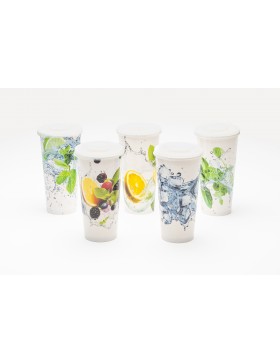 Gobelet Carton 500cc 'Cold Drinks' - Ø90mm - 5 dessins assortis