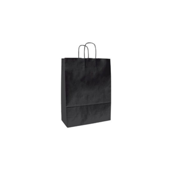 SAC KRAFT ANSE TORSADÉE 23*12*30cm 90g/m² NOIR