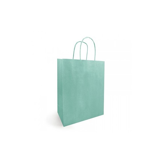 SAC KRAFT ANSE TORSADÉE 18*8*22cm 90g/m² VERT EAU