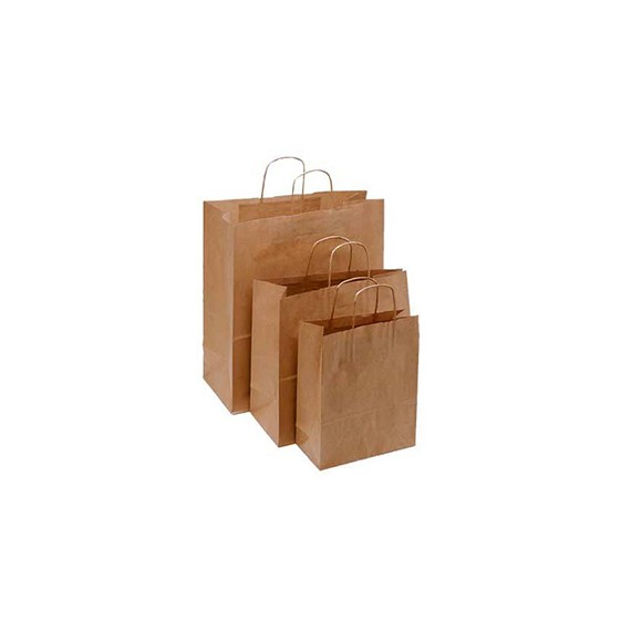 SAC KRAFT ANSE TORSADÉE 23*12*30cm 90g/m² NATUREL