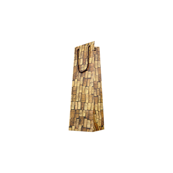 SACS 1 BOUTEILLE CORDELETTE DECOR BOUCHON 11*11*39 EXTRA FORT